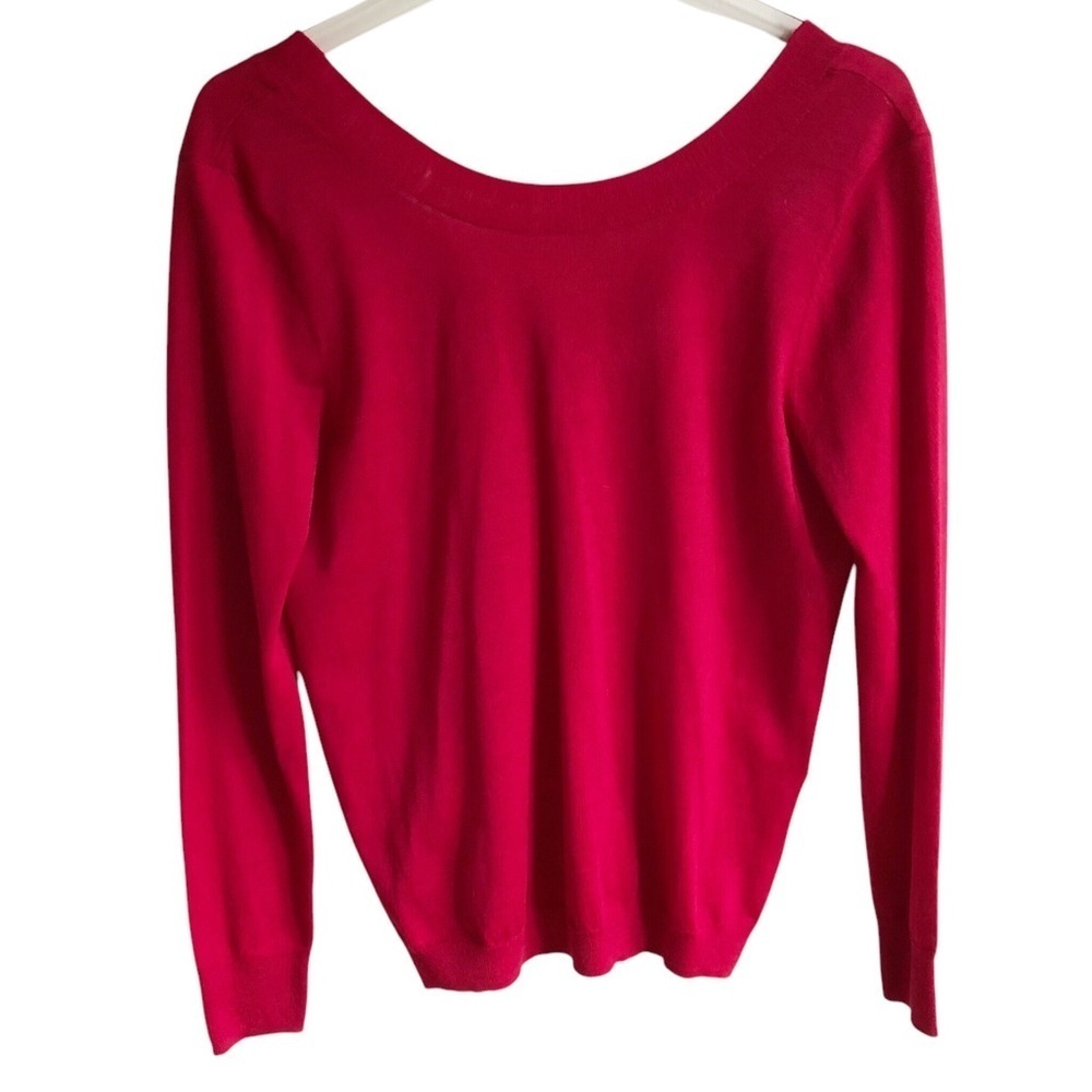 Sandro Paris Wool Cashmere Blend Cutout Neck Sweater Ruby Red Size 2 NWT - Picture 4 of 9